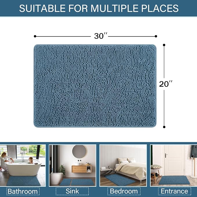 LOCHAS Luxury Bathroom Rug Shaggy Bath Mat 20 x 30 Inch, Washable Non Slip Bath - Image 2