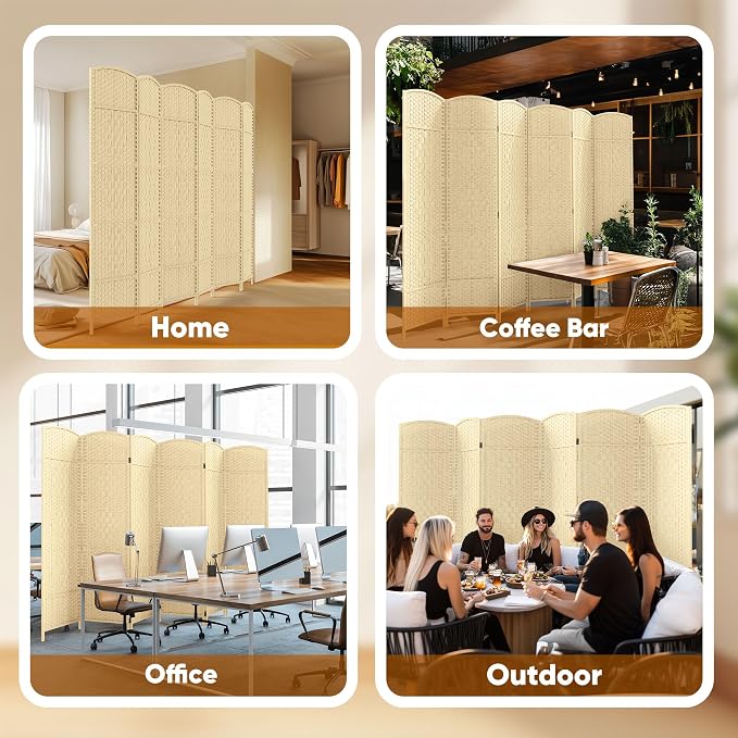 JOSTYLE Room Divider 6ft. Tall Extra Wide Wall Divider - Image 8