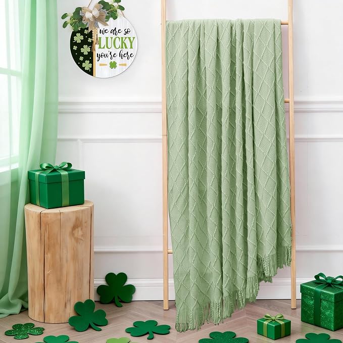 inhand Basil Green Knitted Throw Blanket - Image 7