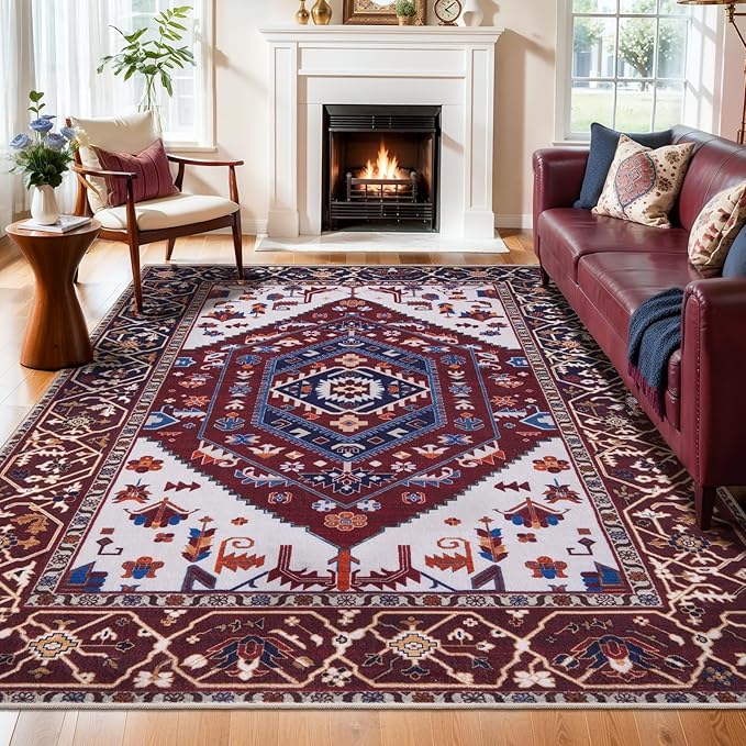 SERISSA 6x9 Area Rugs for Living Room, Large Washable Non-Slip Boho Rug by SERISSAHomeDecorCollection