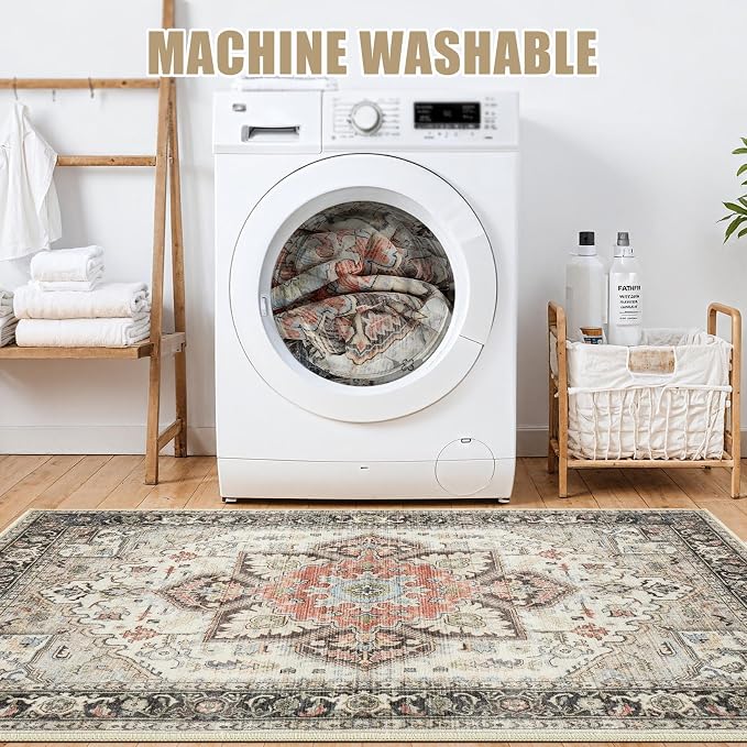 Area Rug 10x14 for Living Room, Medallion Printed Ultra-Thin Soft Large Carpet - Image 3