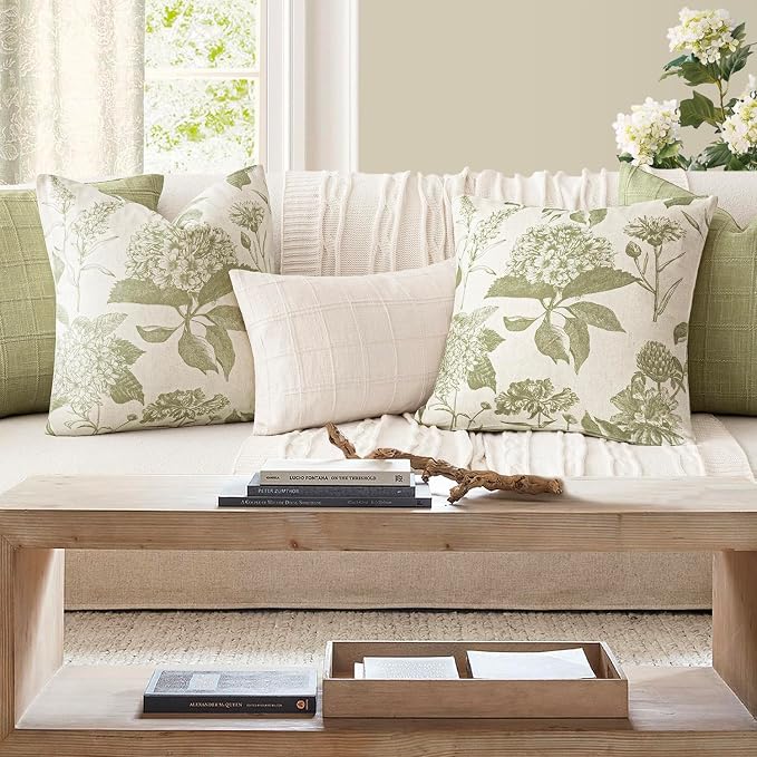 Foindtower Set of 2 Linen Floral Throw Pillow Covers Vintage Accent Print - Image 6