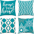 Hexagram Teal Geometric Pillow Covers 18x18 Set of 4, Decorative Outdoor Modern by Hexagram