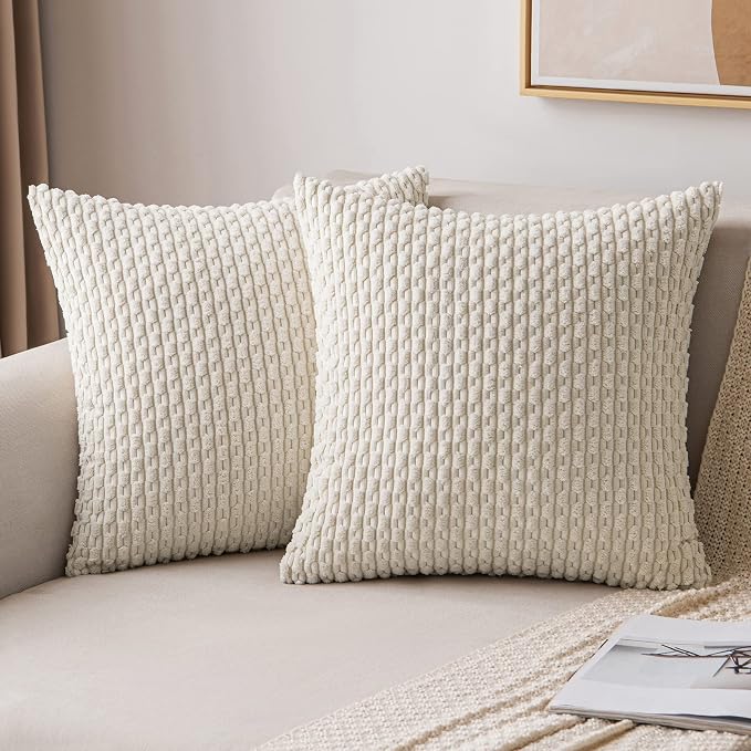 MIULEE Pack of 2 Decorative Throw Pillow Covers 18x18 Inch Soft Boho Striped - Image 7