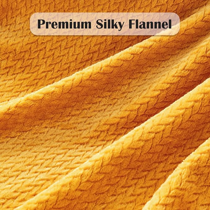 NEWCOSPLAY Super Soft Throw Blanket Mustard Yellow Premium Silky Flannel Fleece - Image 5