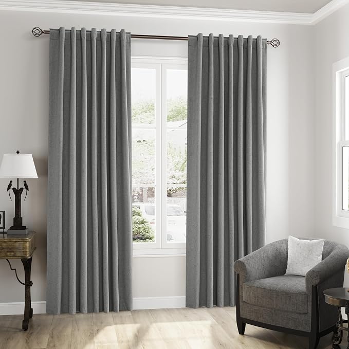 Guken 100% Blackout Linen Curtains 108 Inch Length 2 Panels Set - Image 7