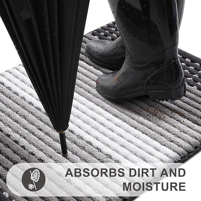Kitinjoy Indoor Outdoor Door Mat, 48x30 Non-Slip Absorbent Dirt Trapper - Image 2