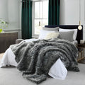Luxury Faux Fur Blanket King Size, Ultra Big Grey and Black High Pile Mixed by HORIMOTEHOME