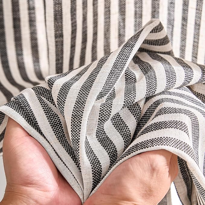 JINCHAN Linen Curtains for Living Room Black on Beige Striped Curtains for - Image 9