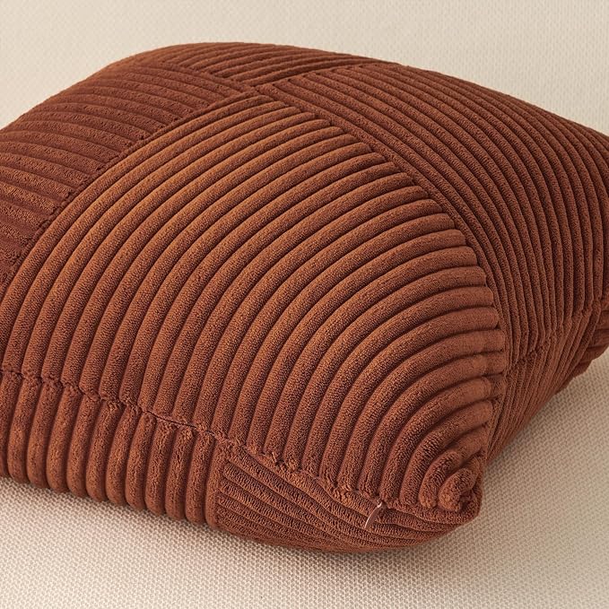 Topfinel 22x22 inches Terracotta Euro Pillow Shams Set of 2 Corduroy Decorative - Image 5