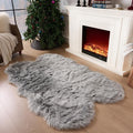 Fluffy Faux Fur Rug Grey Sheepskin Area Rug, 4x6 Ft Ultra Soft Shaggy Plush Rug by CKLZSAY