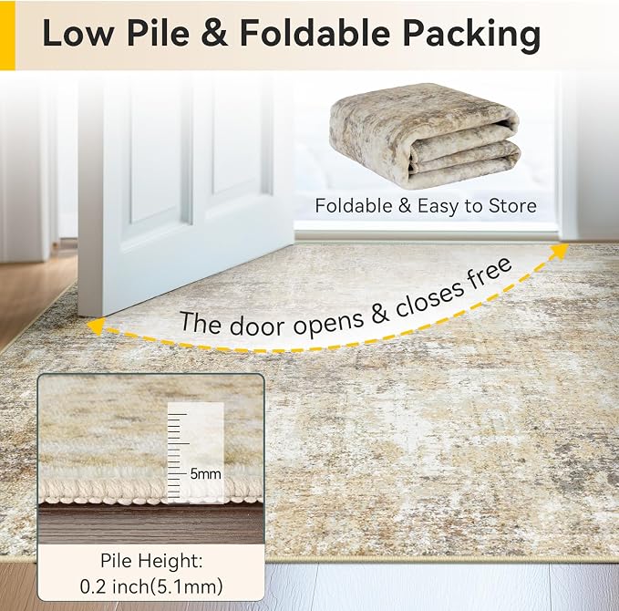 Washable Area Rugs 6'x8' Non-Slip Modern Abstract Soft - Image 6
