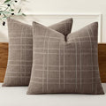 MIULEE Decorative Linen Check Euro Shams Throw Pillow Covers Neutral Farmhouse by MIULEE