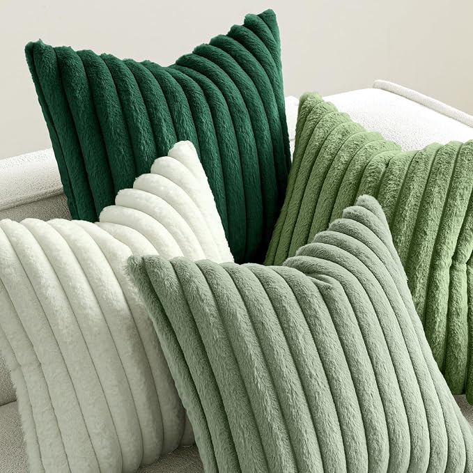 MIULEE Faux Fur Plush Decorative Throw Pillow Covers 18x18 Set of 4, Spring - Image 5