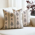Amor Virisso Floral Throw Pillow Covers 18x18 Set of 2 Block Print Pillow by AffordableFloralPrintMaker