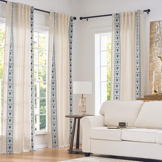 jinchan Weslie Boho Lined Linen Curtains - Image 2