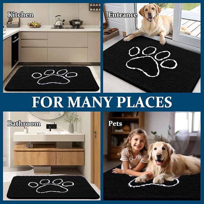 OLANLY Dog Door Mat for Muddy Paws 54x24, Paw Print Design, Absorbs Moisture - Image 8