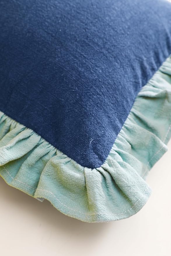 patdrea Shabby Chic Blue Decorative Throw Pillow Covers 12x20 Set of 2 - Image 5