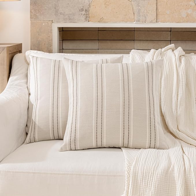 Hckot Throw Pillow Covers 20x20 Set of 2 Taupe Pillow Covers Farmhouse - Image 2