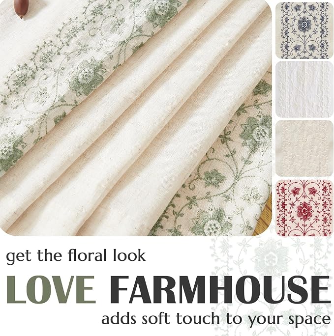 jinchan Weslie Boho Curtains for Bedroom 4 Pack Sage Green Vintage Floral - Image 5