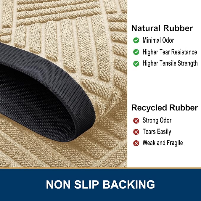Smiry Front Door Mat Outside Entrance, Heavy Duty Outdoor Indoor Natural Rubber - Image 5