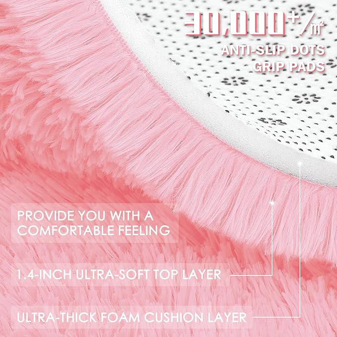 OLANLY 3x5 Machine Washable Small Bedside Rug, Soft Fluffy Shaggy Rugs - Image 7