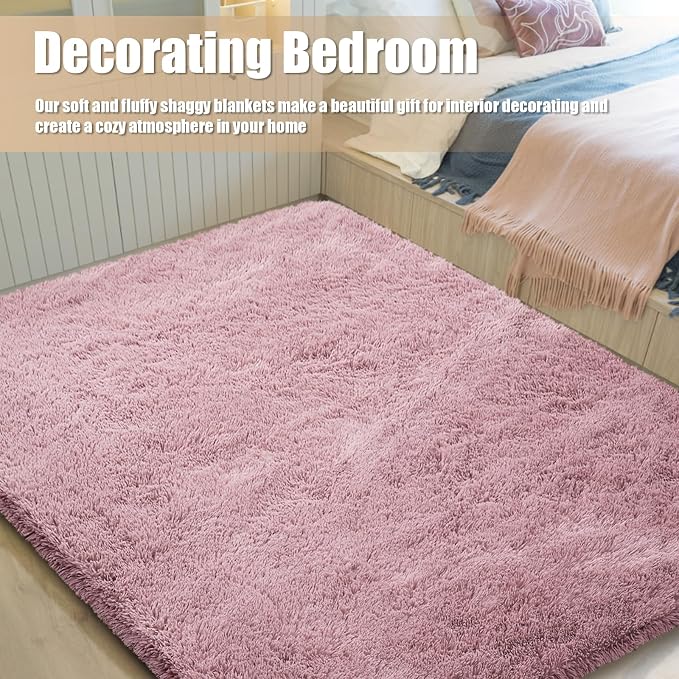 6x9 Fluffy Area Rug for Living Room, Shag Area Rugs for Bedroom, Blush Soft - Image 7