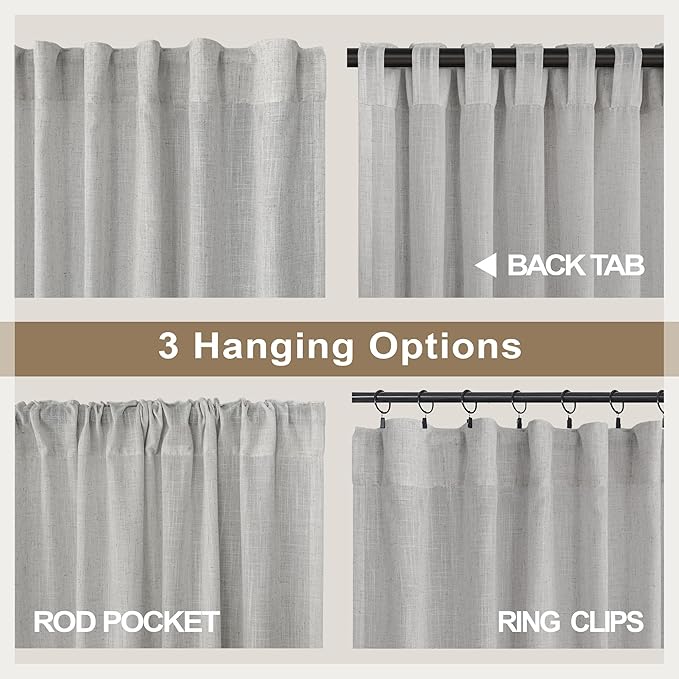Pitalk Grey Linen Curtains 5 FT Wide by 84 Inch Length - Image 5