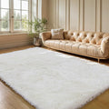 KCHOWUA Cream White Fluffy Shag Rug by KICHOWUA