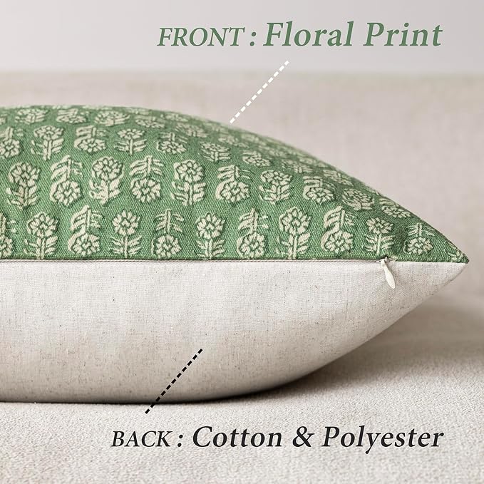 Foindtower Set of 2 Decorative Neutral Floral Print Throw Pillow Covers Vintage - Image 2