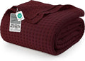 Utopia Bedding Burgundy 100% Cotton Waffle Blanket 300 GSM Soft Lightweight by UTOPIABEDDING
