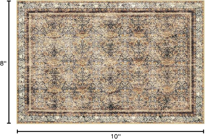 Phantoscope Washable Area Rug 8'x10' Non-Slip, Vintage Neutral Rugs - Image 2