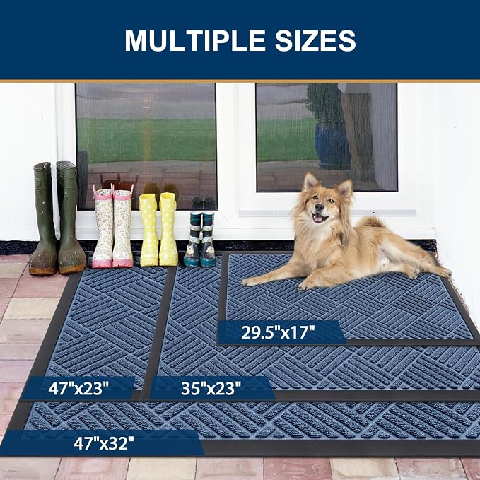 Smiry Front Door Mat Outside Entrance, Heavy Duty Outdoor Indoor Mat, Natural - Image 2
