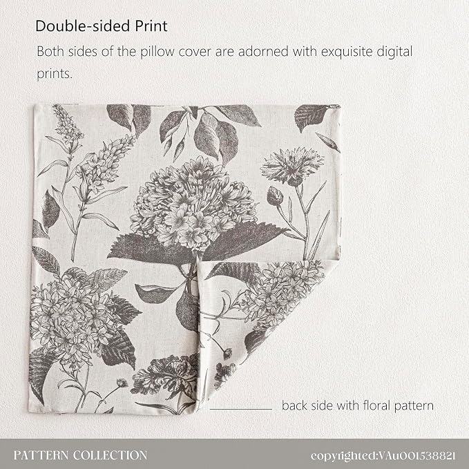 Foindtower Set of 2 Linen Floral Vintage Throw Pillow Covers Neutral Accent - Image 7