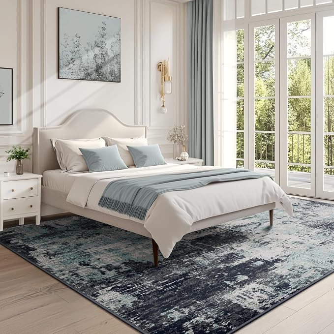 Washable Area Rugs 9'x12' Non-Slip Modern Abstract Soft - Image 3