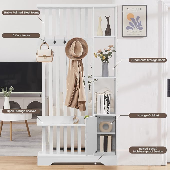 Room Divider with Shelves, Wall Room Divider Bookshelf, Freestanding Wood - Image 3