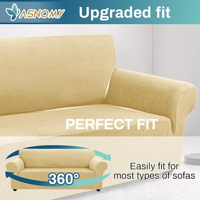 Asnomy Couch Covers for 3 Cushion Couch Stretch Sofa Covers Slipcovers - Image 4