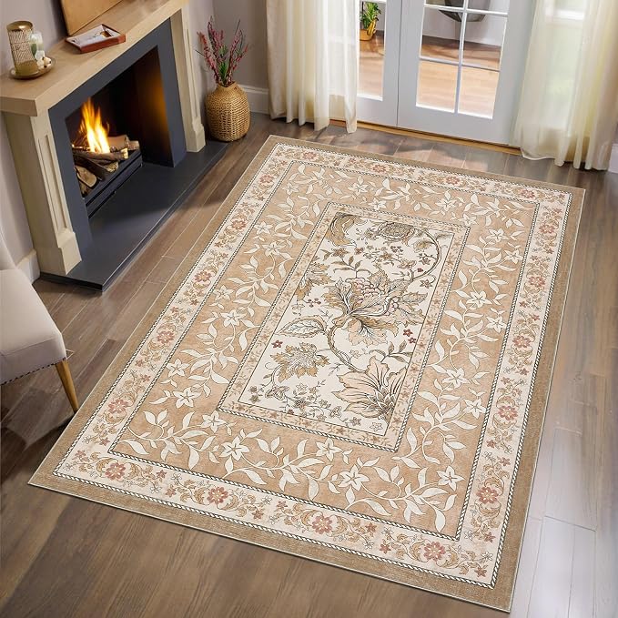 GarveeHome Provence 3x5 Rug Washable Non-Slip Low-Pile Indoor Rugs by GarveeHome