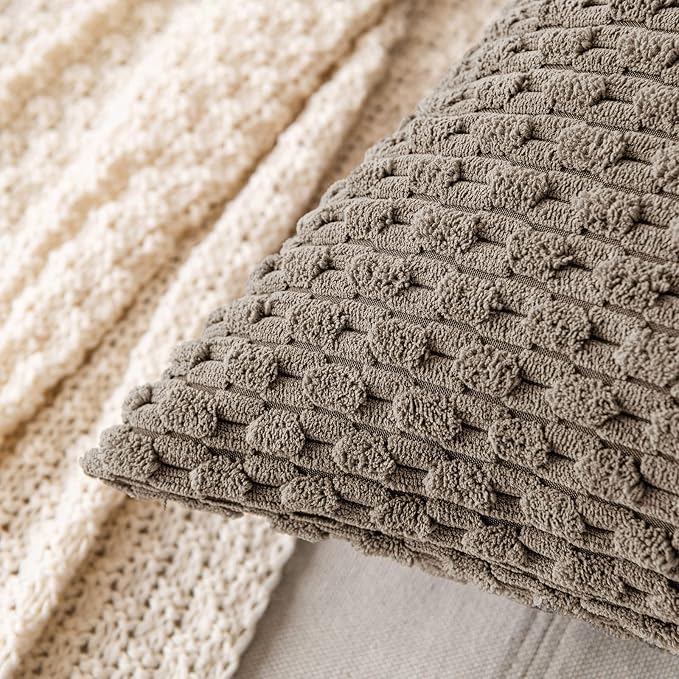 MIULEE Pack of 2 Decorative Throw Pillow Covers 20x20 Inch Soft Boho Striped - Image 2