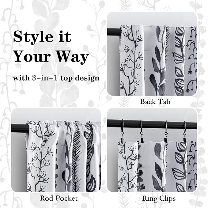 MEETSKY Boho Blackout Leaves Patterned Curtains 95 Inch Long 2 Panels Set - Image 3