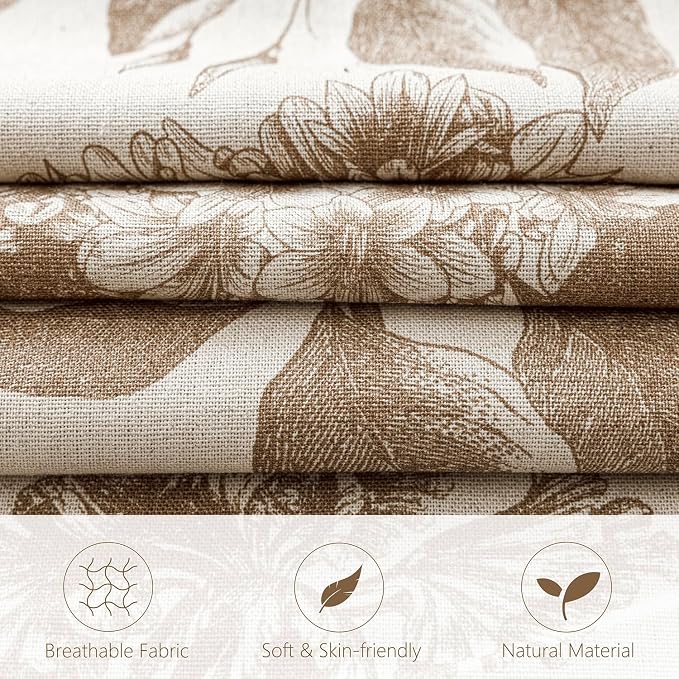 Foindtower Set of 2 Linen Floral Vintage Throw Pillow Covers Neutral Accent - Image 2