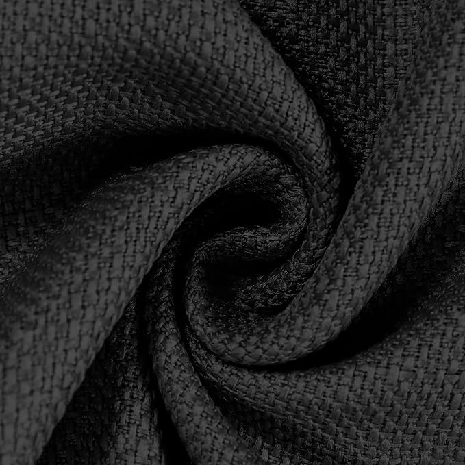 Chyhomenyc 2 Panels Black Cafe Curtains 36 Inch Length, Faux Linen Half Window - Image 8