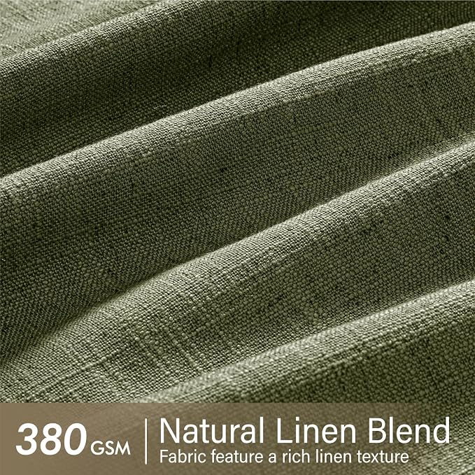 MIULEE Olive Green Pinch Pleated Linen Curtains 96 Inches Long 2 Panels - Image 4