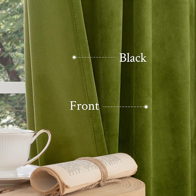 LAMIT Moss Green Velvet Curtains - Image 5