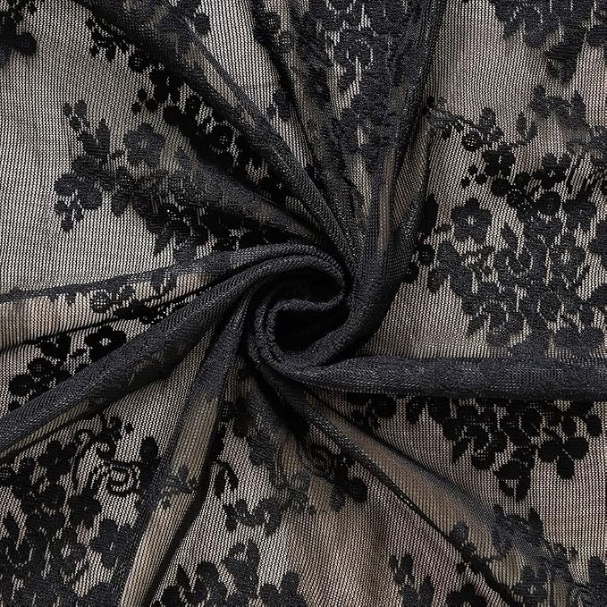 YJ YANJUN Vintage Lace Curtains 108 Inches Long- Victorian Floral Pattern Black - Image 7