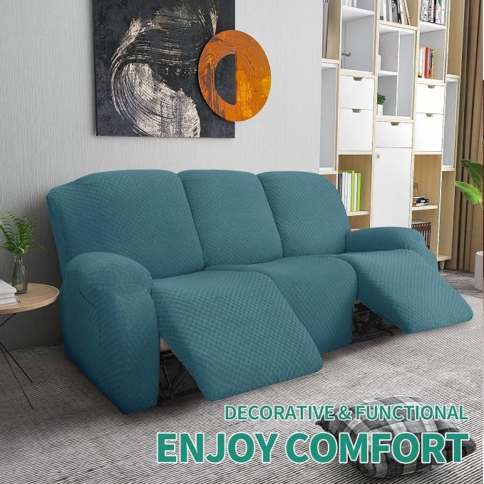 YEMYHOM 8 Pieces Stretch Recliner Sofa Cover Latest Jacquard Reclining Couch - Image 2