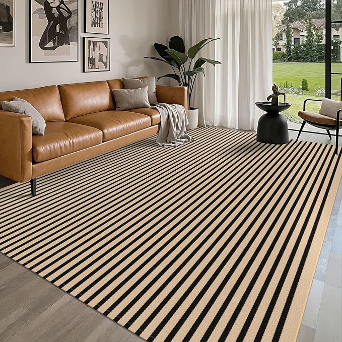 IOHOUZE Striped Area Rug 8'x10' Indoor Outdoor Rug, Washable Area Rug by iOhouze