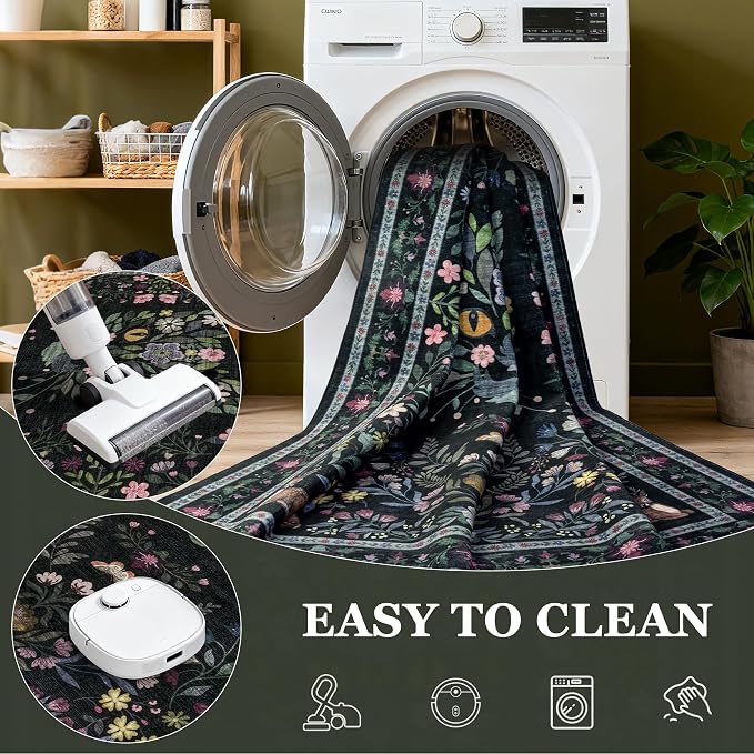6x9 Area Rugs Living Room Rug: Vintage Washable Rug Floral Soft Carpet Indoor - Image 6