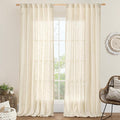 LAMIT Linen Semi Sheer Curtains 96 inches Long 2 Panels Set, Light Filtering by LAMIT
