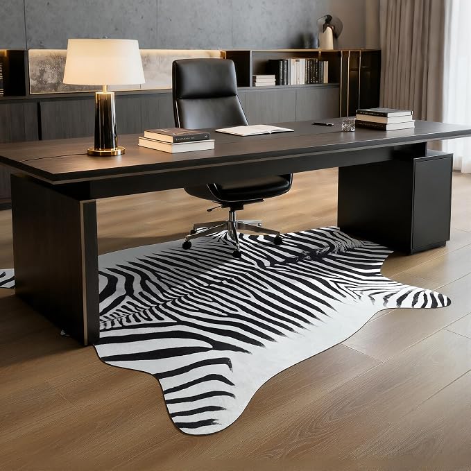 Easycozy Faux Zebra Pattern Rug: 6.2 x 7 Bold Zebra Stripe Faux Cowhide Area Rug - Image 7